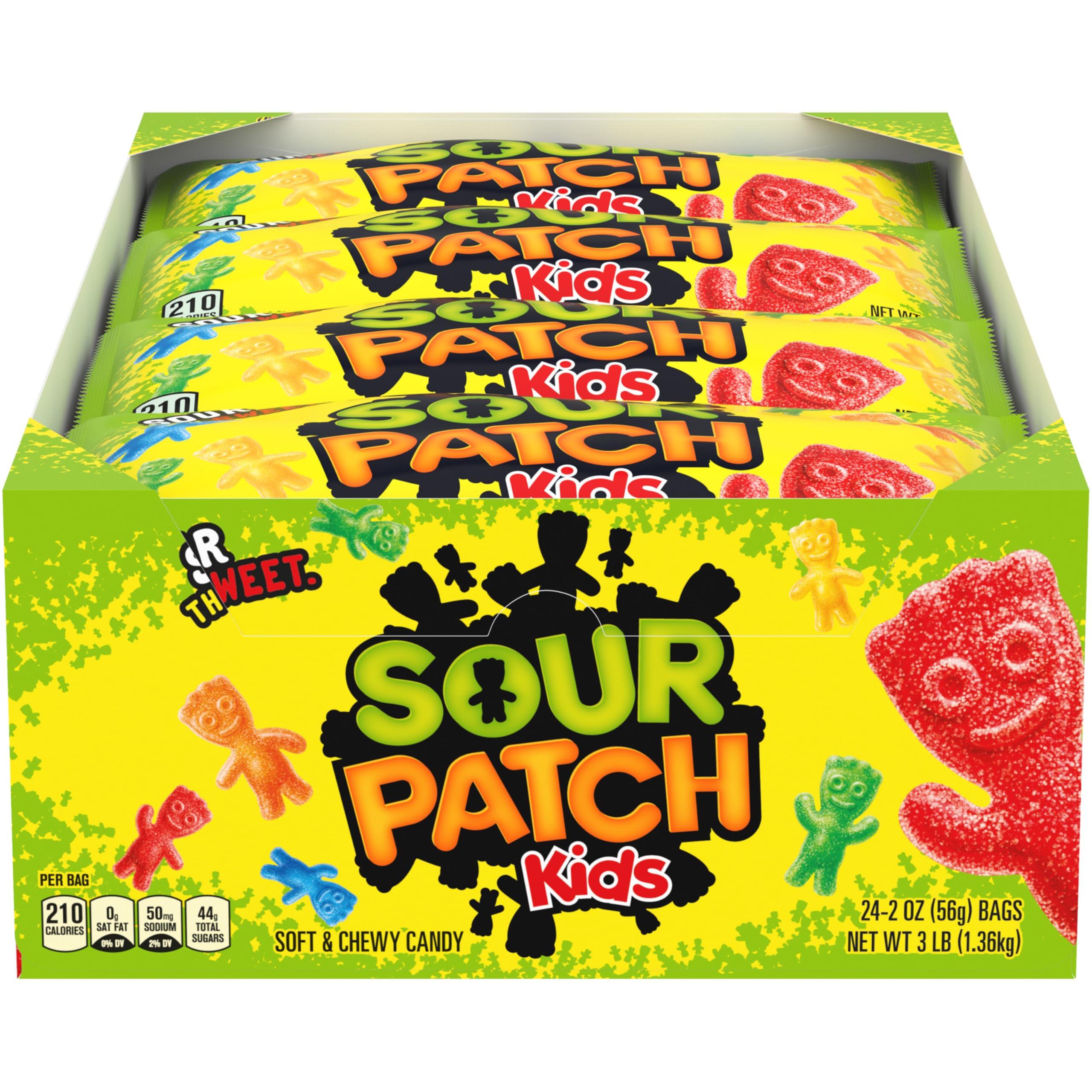 SOUR PATCH KIDS حلوى طرية ومطاطية، حلوى بكميات كبيرة، 24 كيس بوزن 2 أونصة