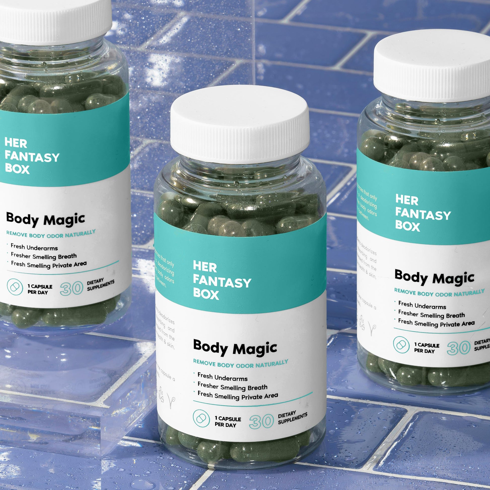 Her Fantasy Box | Body Magic Chlorophyll Capsules – Vegan Detox & Digestion Support, Gut & Skin Health, Natural Energy Booster – 30 Capsules (200 mg)