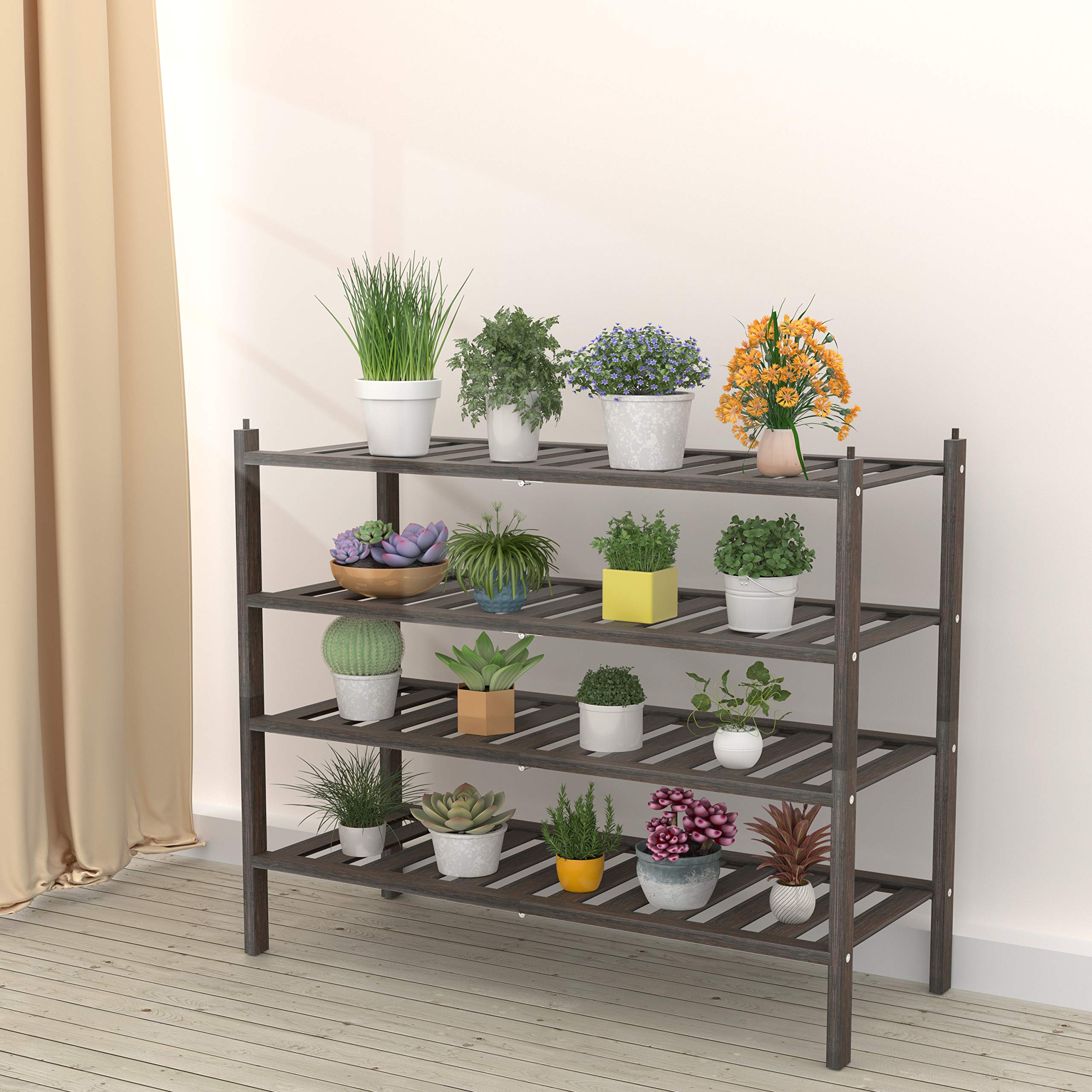 Dranixly Shoe Rack,2-Tier Bamboo Stackable Shelf Storage Organizer for Entryway, Hallway and Closet, 27.2"x11"x13.2" (Mocha)