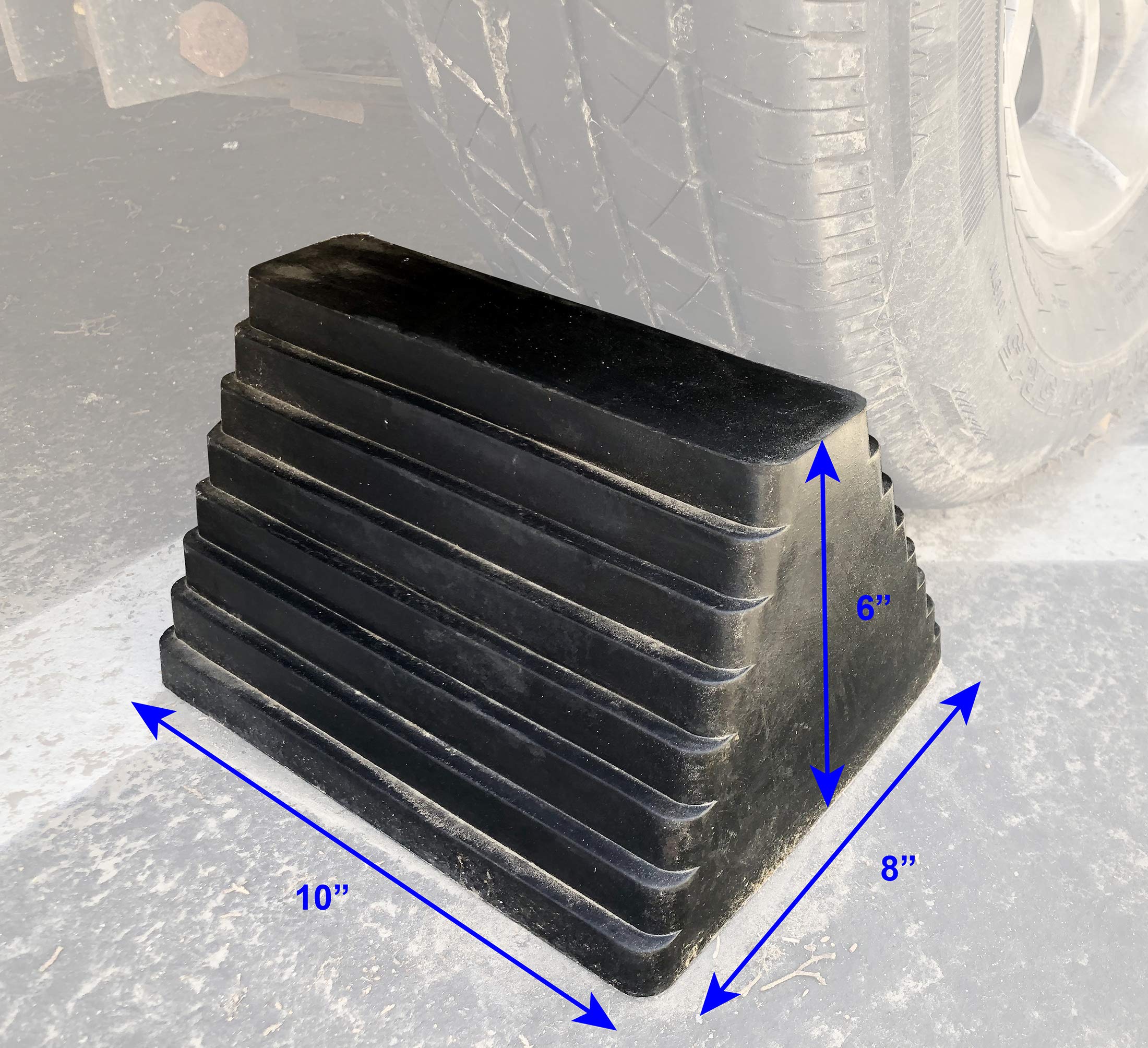 MaxxHaul 80681 Rubber Wheel Chocks 2-Pack – Heavy Duty, All-Weather, Non-Slip, Oil-Resistant with Steel Eyebolt – for Trailers, Cars, Motorcycles, RVs – 10” x 8” x 6”