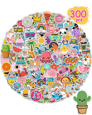 300 Pcs Stickers for Kids, Cute Water Bottle Vinyl Waterproof Laptop Stickers for Students Gifts School Supplies Classroom Teacher Prizes Sticker Pack for Kids Girls Teens